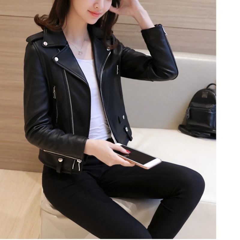 

Women's Leather Jacket 202 spring Korean Short Slim Bomber PU Jackets Female Zipper Windbreaker Blazer for Women Streetwear