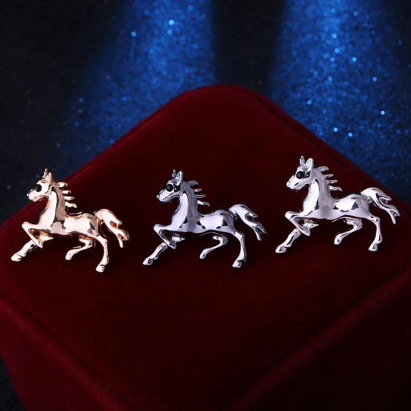 Korean Metal Animal Horse Brooches for Men and Women Suit Shirt Corsage Hijab Pins and Brooch Fashion Jewelry Accessories