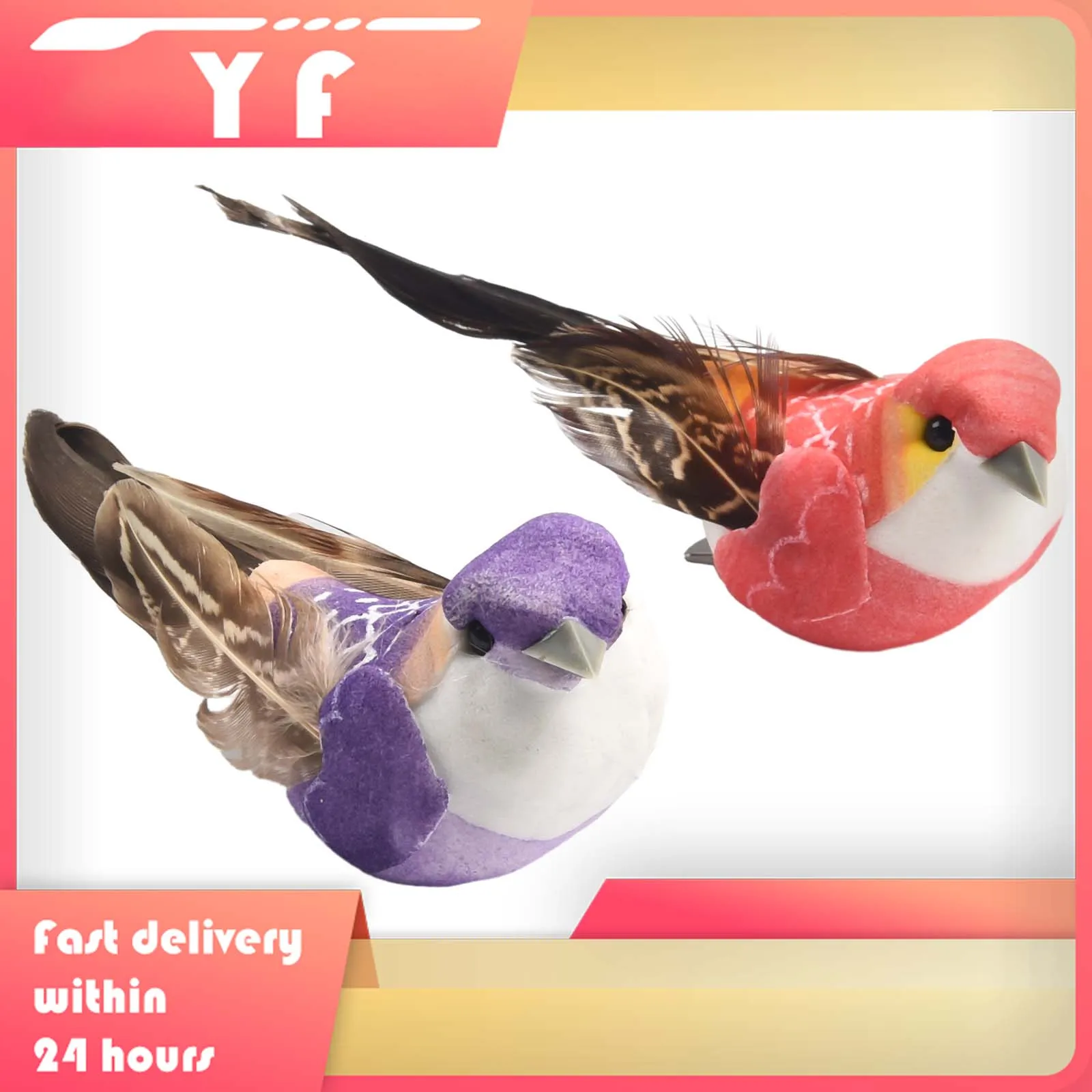 Fake Feather Bird Xmas Tree Decor Perched  Birds Decor Adornment Garden Decoration Outdoor Garden Party Prop Decoration