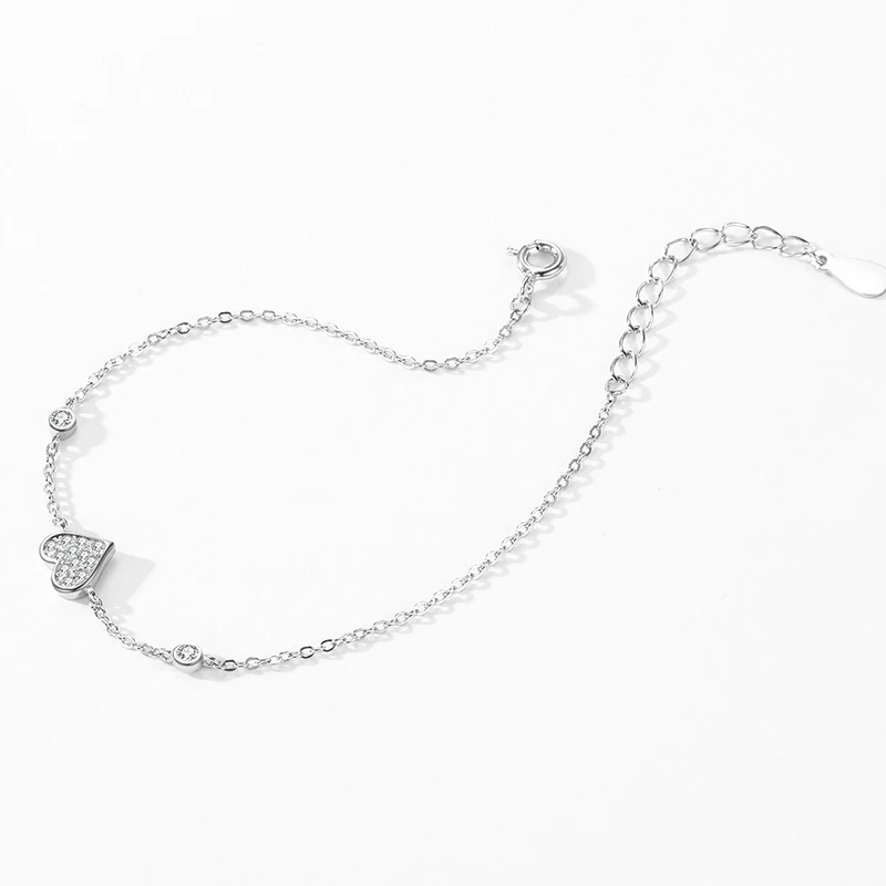 Ailmay 2024 New Design 925 sterling Silver Fashion Heart & Star & Moon Dazzling CZ Chain Bracelet For Women Wedding Fine Jewelry