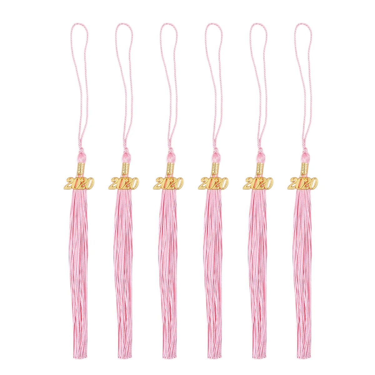 6pcs 2020 Academic Graduation Hat Tassel Graduation Season Doctor Tassel Honor Decorative Tassel (Pink)