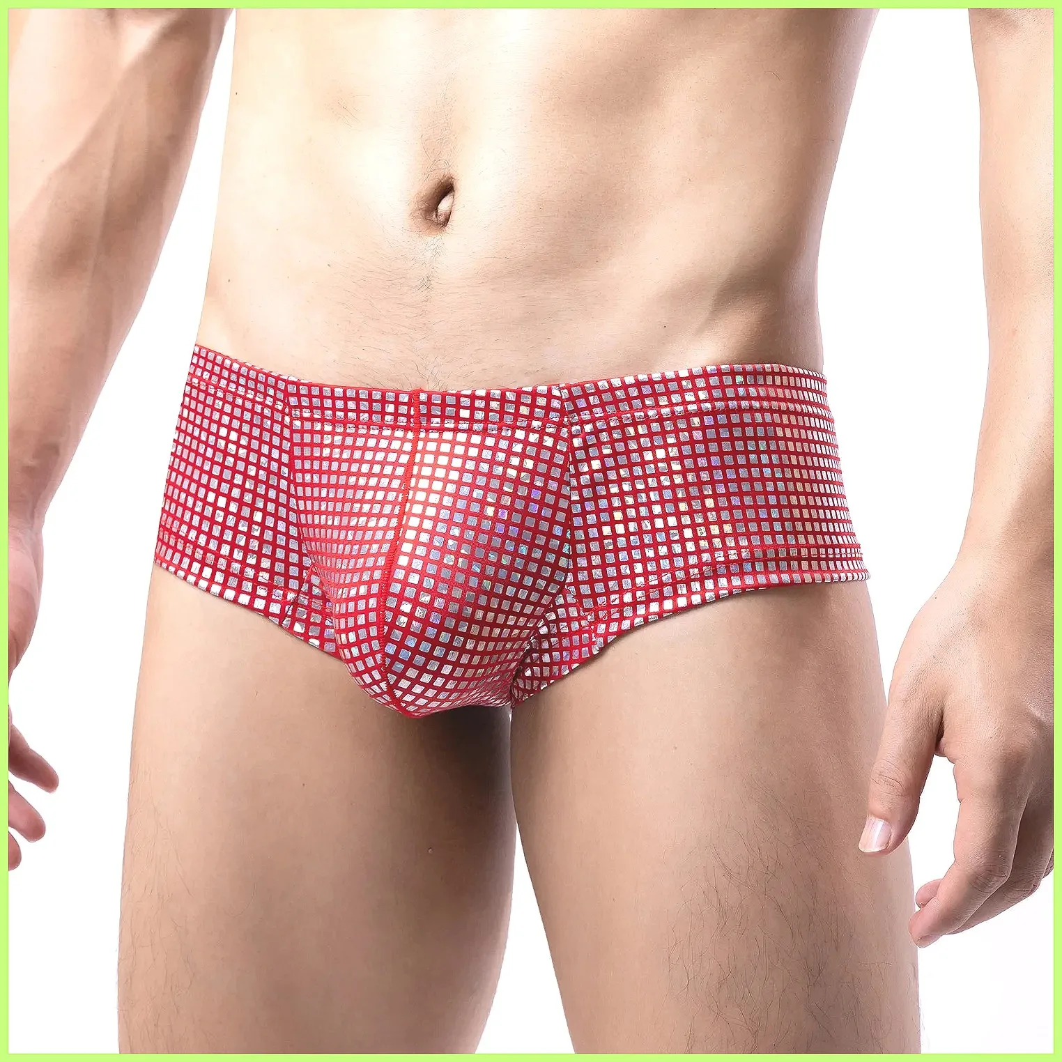 Men's Shiny Leather Boxer Shorts with Pouch, Sexy Swim Trunks & Comfortable Underwear for Swimming