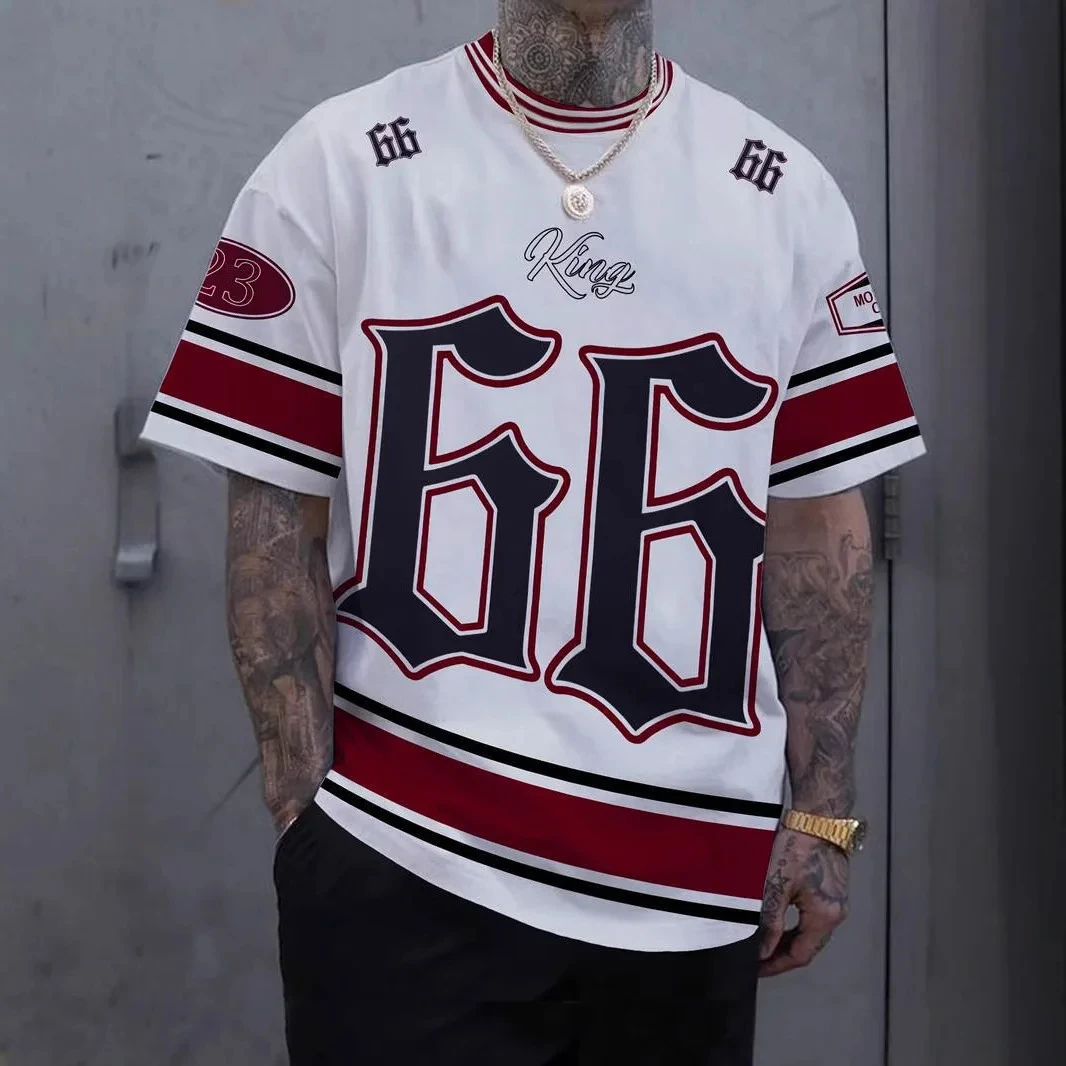 قميص صيفي جديد ثلاثي الأبعاد مطبوع رقميًا مقاس 66 ، تي شيرت أوروبي وأمريكي غير رسمي للشارع الهيب هوب عصري رائع للرجال والنساء