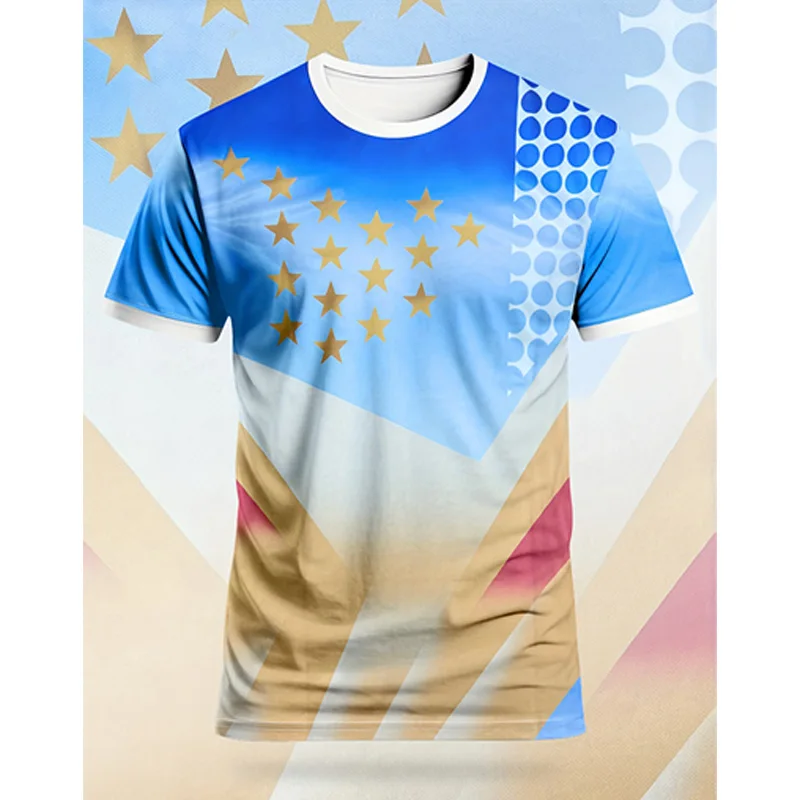 Men's Star Printed Soccer Jersey Casual Sports Shirt Polyester Crew Neck Comfortable Performance Training Daily Outdoor Sports