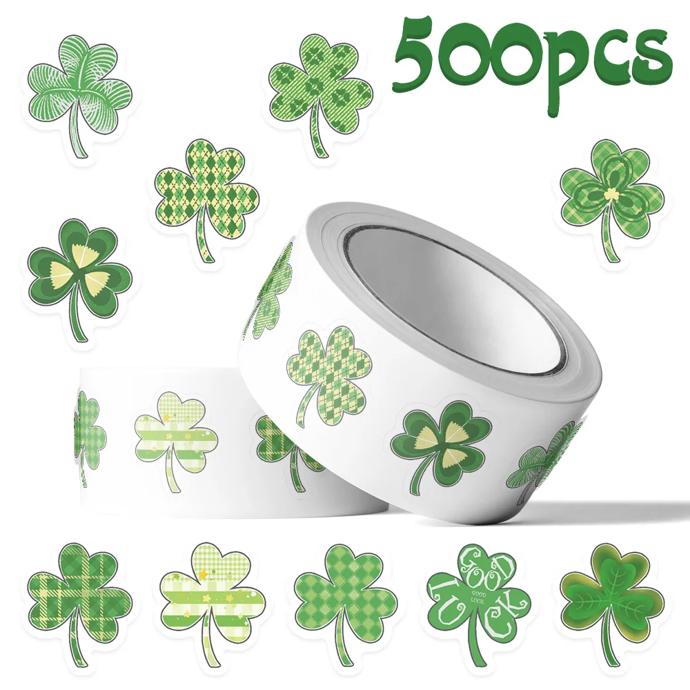 500 قطعة-لفة البرسيم عيد القديس باتريك ملصق الأسرة محظوظ شامروك الديكور ل لوح التزلج جراب هاتف محمول زجاجة ماء ملصق مائي