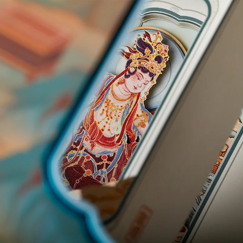 Dunhuang Moonlit Water Wonderland Themed 3D Stereo Layered Hollowed Paper Carving Notebook with Mural Charm