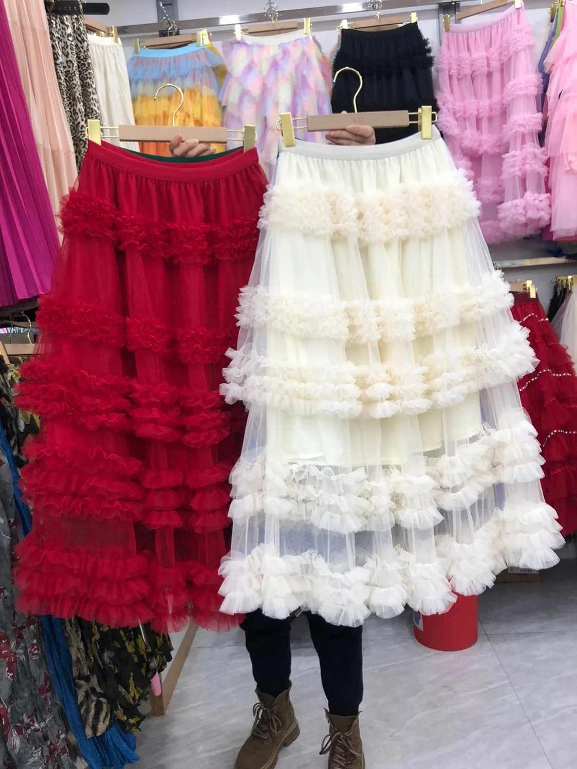 레이스와 나무 귀망 소재의 하이웨이스트 A라인 스커트, 20대 여성을 위한 달콤한 슬레 길이 스커트