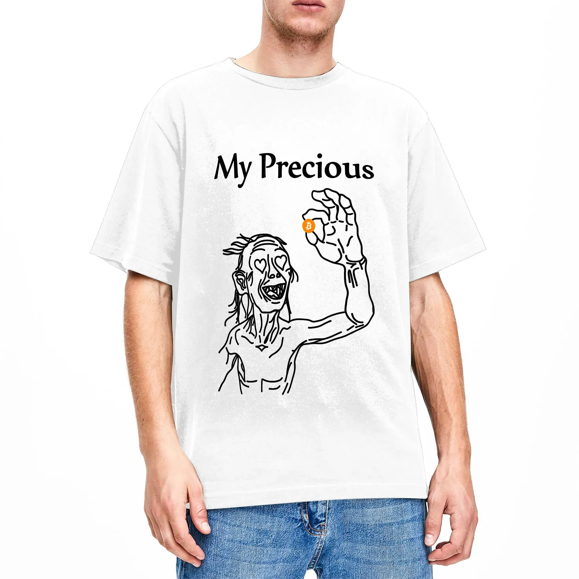 Streetwear T Shirt Beach Bitcoin My Precious Leisure T Shirts  Cotton Tshirt for Men's Aesthetic Short Sleeve Clothing