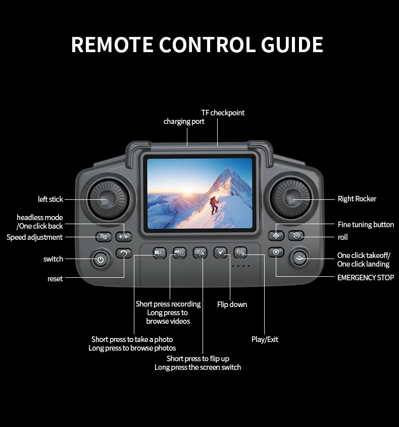 E88 Pro MAX drone offers optional screen remote control / regular remote control / 3PS battery, dual cameras, two batteries, brushless motor, obstacle avoidance function, foldable quadcopter. LED lights. Ideal gift. Suitable for beginners. - Image 6