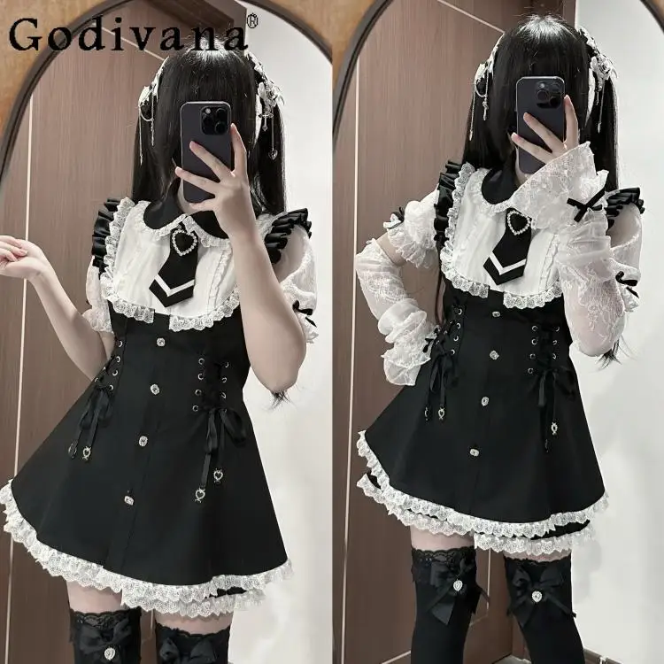 

Original Japanese Mine Style Mass-produced Sweet Dress Set Womens Lolita Outfits Girls Y2k Lace Top and Shorts 2 Piece Sets 2025