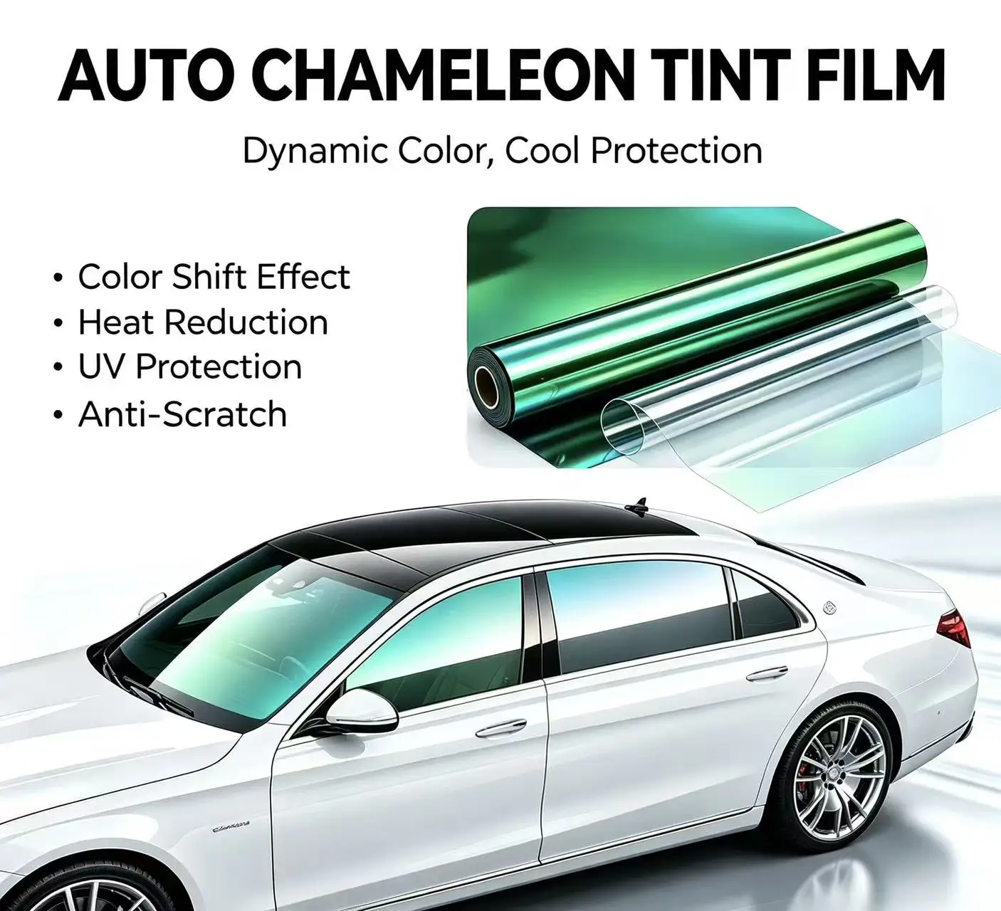 Decorative Aurora Green Chameleon Car Window Tint Iridescent Color Shift Windshield Film Anti UV Solar Film