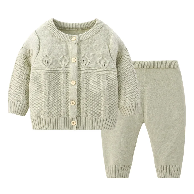 Newborn Baby Sweater Sets 2pcs Long Sleeve Knitted Cardigan+Pants Knitting Suit New Autumn Winter Baby Boys Girls Clothes Set