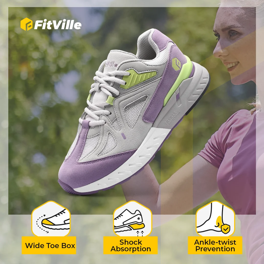 

Fittington Women's Wide Walking Shoes Sport Sneakers Woman Breathable Shoes For Flat Foot Plantar Fasciitis Heel Pain Relief