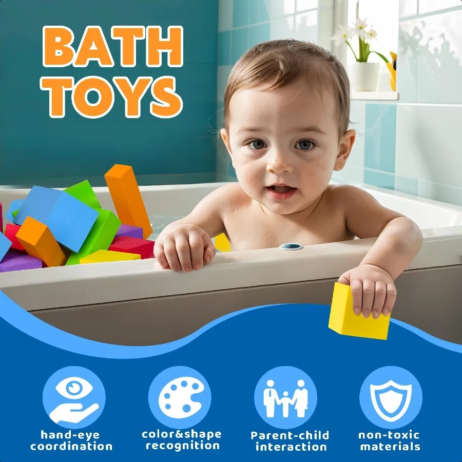 幼児向け大型積み木 23個入り 大きなフォーム積み木 ベビーバスおもちゃ ソフトスタッキングブロックセット モンテッソーリ感覚学習