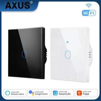 Tuya wifi inteligente rf433 interruptor de painel galss parede ue 1/2/3/4 gang vida inteligente app controle voz trabalho com alexa google casa