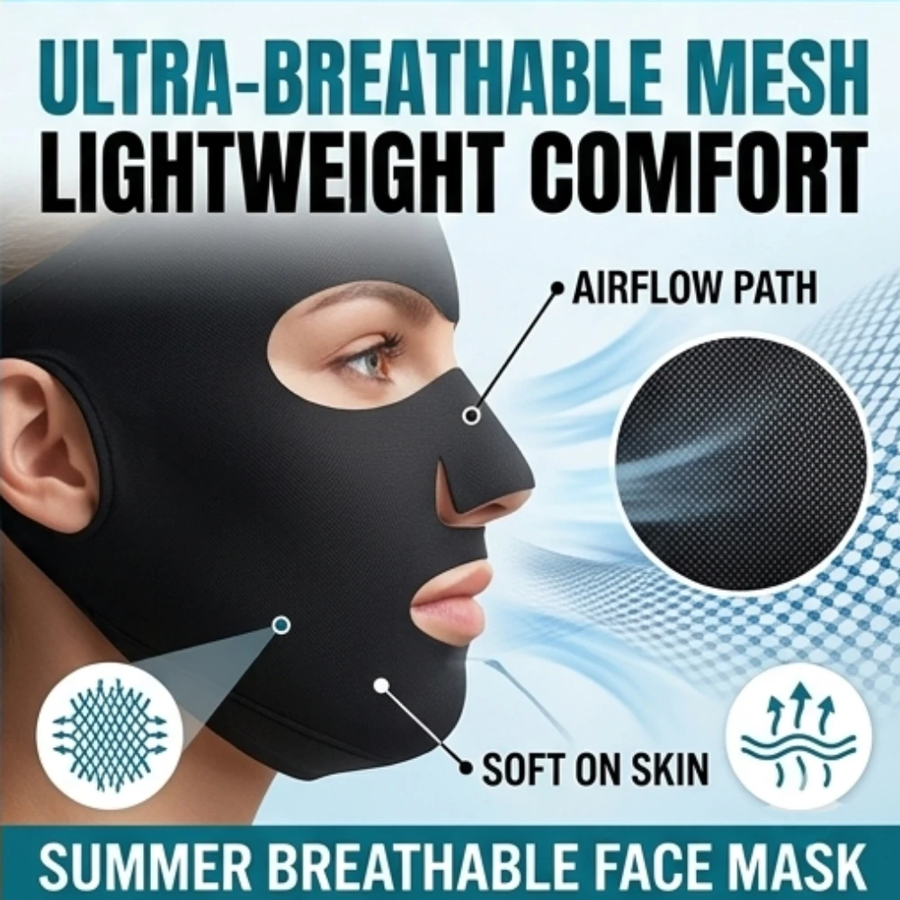 

Full Face Coverage Sun Mask UV Protection Ice Silk Cooling for Golf Cycling Outdoor Sports Breathable Face Shield Summer