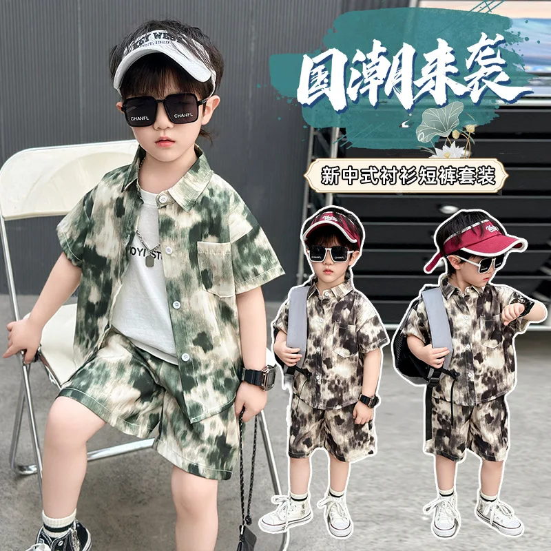 

New Summer 2024 Children's Thin and Fashionable Shirt Cropped Pants Two-piece Set