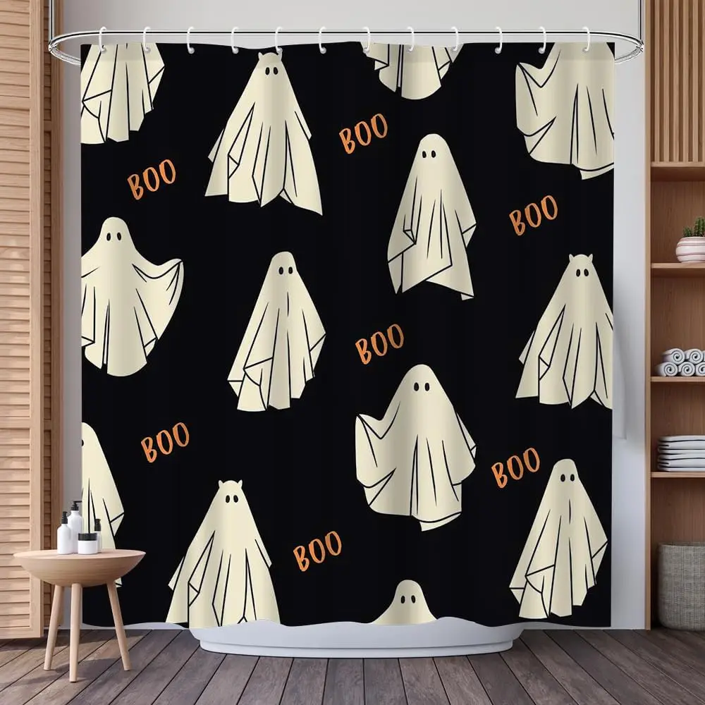 

Halloween Ghost Boo Shower Curtain with and Spooky Ghost Pattern for Festive Bathroom Decor - Cute and Durable Halloween