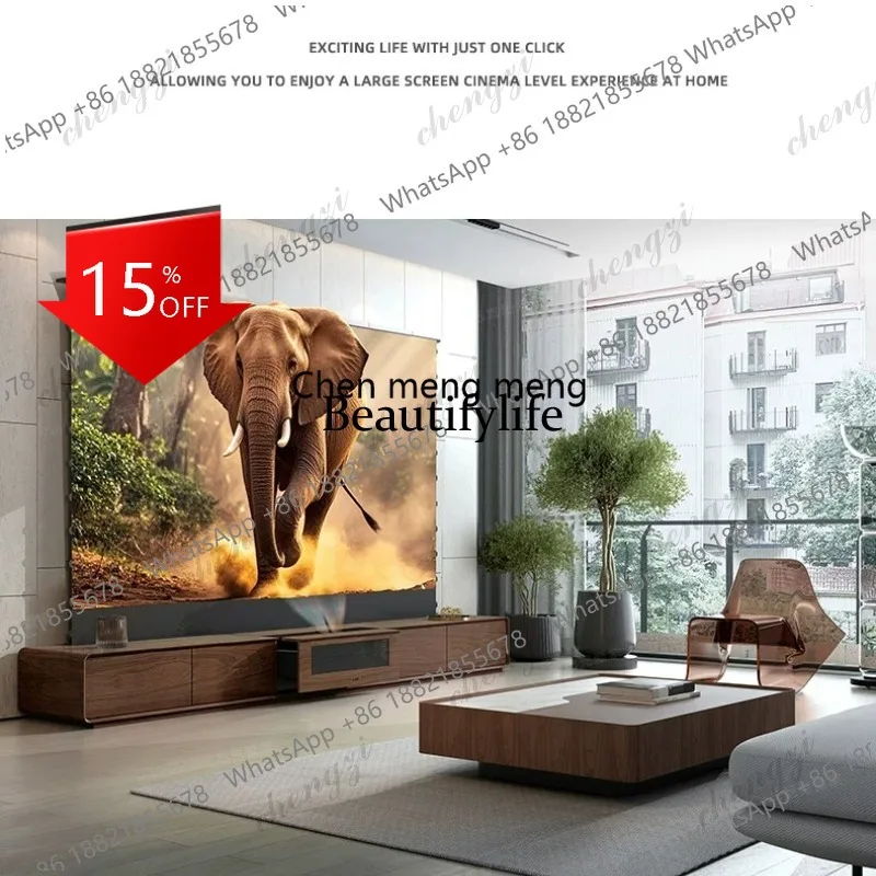 03 Walnut Invisible Cinema Laser TV Cabinet Hisense 100-inch 120-inch Electric Lifting Integrated Cabinet