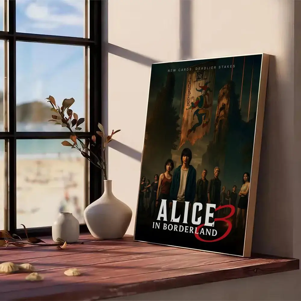 تلفزيون أليس في بوردرلاند اللوحة الخط HD طباعة تجعد الحرة جدارية الفن صور لغرفة المعيشة ديكور جدران المنزل قماش