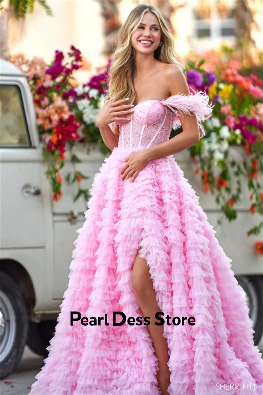 Layered Evening Dresses Woman Elegant Party Dresses for Women 2024 Pink Luxury Prom Dress 2024 Gauze Feather Line A