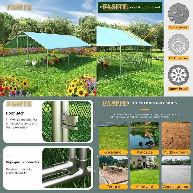 For Heavy Duty Large Outdoor Chicken Coop Spacious Durable Feeding Room Ideal for Free Range Hens Backyard Breeding