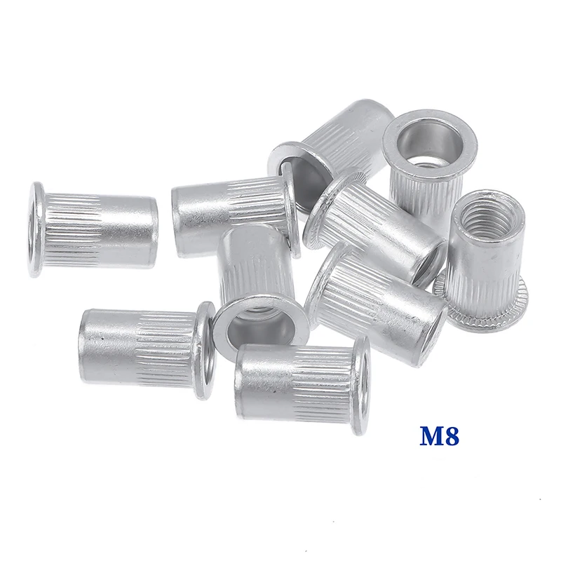 50/20pcs M3 M4 M5 M6 M8 M10 Aluminum Alloy Rivet Nuts Flat Head Threaded Insert Rivet Nuts Set Nutsert Cap Rivet Nut Rivnut