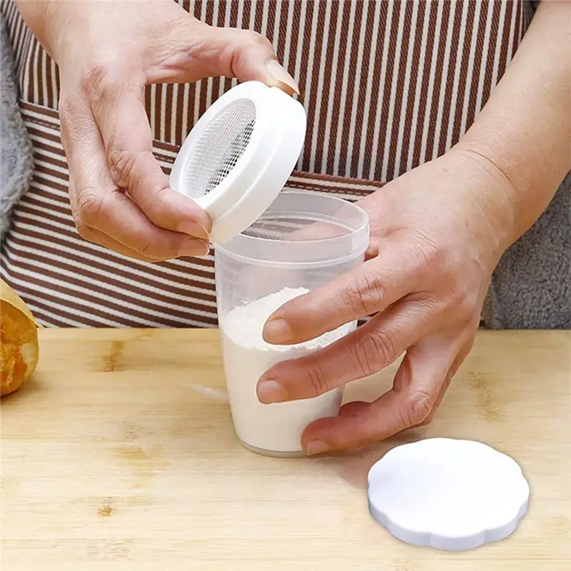 AC62-Baking Sugar Powder Shaker Flour Dusting Jar Cocoa Powder Flour Cylinder Flour Sifter Kitchen Utensils