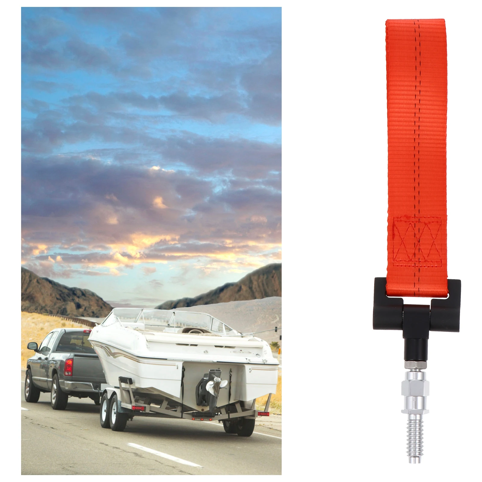 

Heavy Duty Trailer Belt Car Tow Strap Front Bumper Rod Towing Hook Modified Racing Rope Portable Lightweight Nylon Aluminum Easy