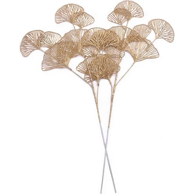 3 Stück künstliche Pflanzen Dekoration, gefälschte goldene Aprikosenblätter aus Kunststoff, Simulation Ginkgoblattgras für Hochzeitsfeier
