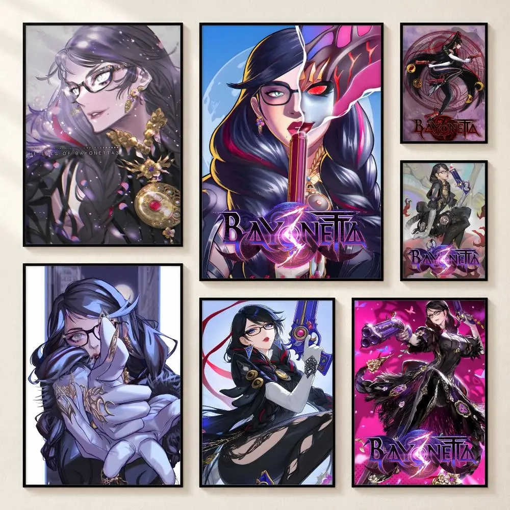 Video Game B-Bayonetta Painting Calligraphy Canvas Poster Wall Hanging Home Interior Decoration Art Mural Gift Decor