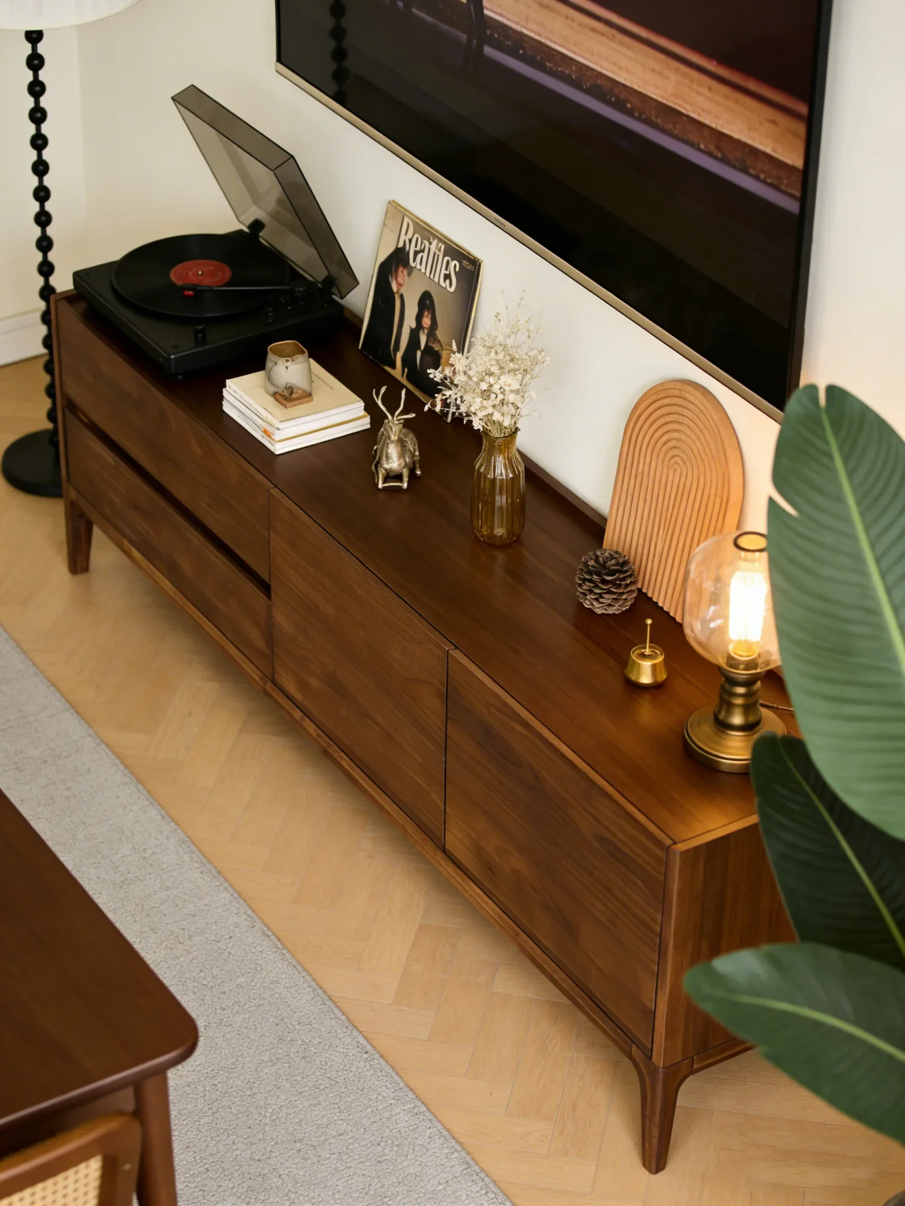 d1 solid wood simple small apartment coffee table black walnut color living room TV cabinet