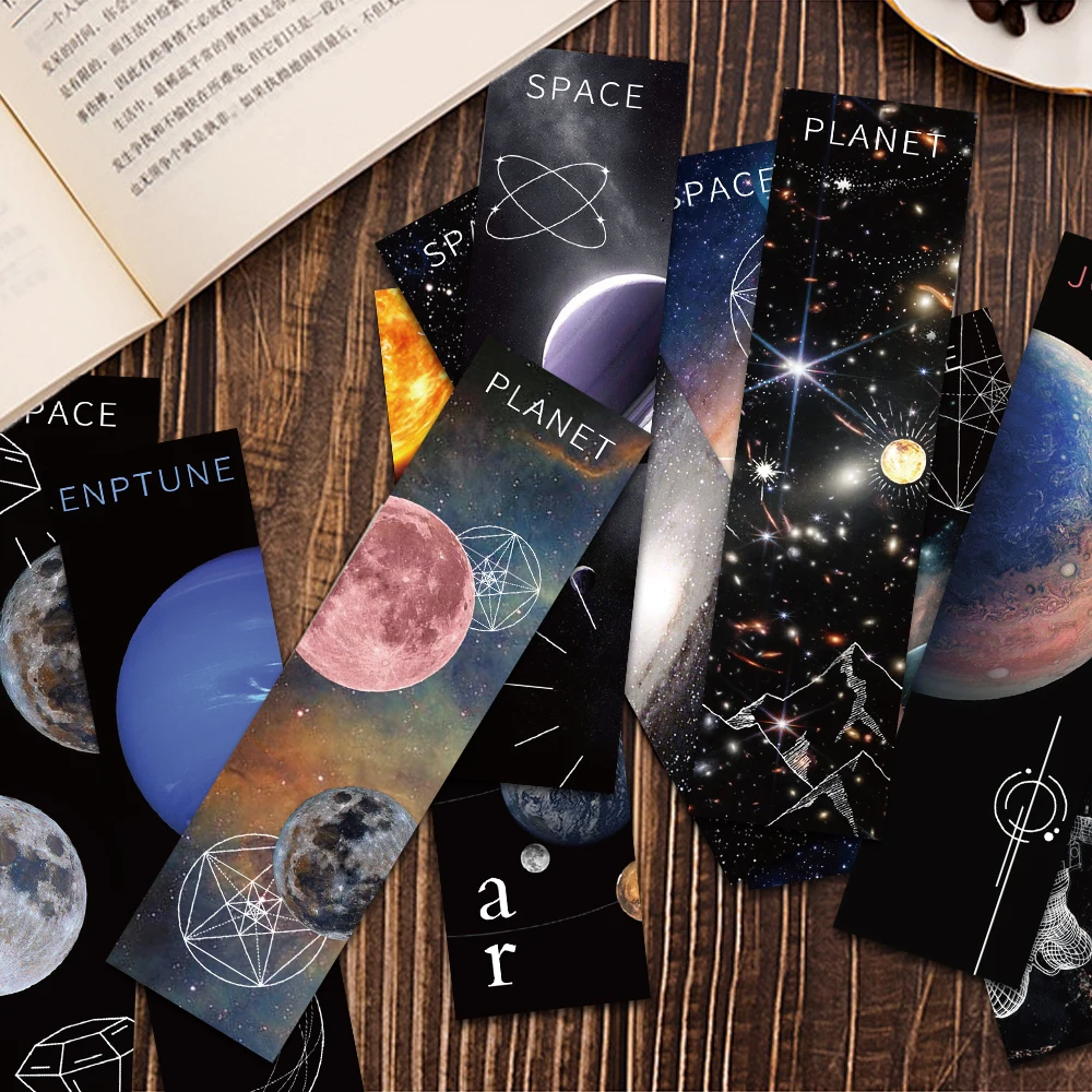 Espaço Tema Leitura Book Mark, Cartoon Printing Bookmarks para crianças, Acessórios exclusivos e duráveis, 30pcs