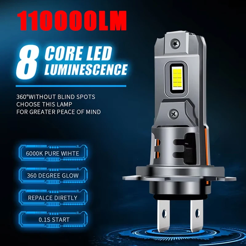 

H7 LED Headlight Bulb 54W 110000LM 6000K 3570 CSP Chips 1:1 Mini Canbus Led for Car Headlamp Automobile LED Lamps