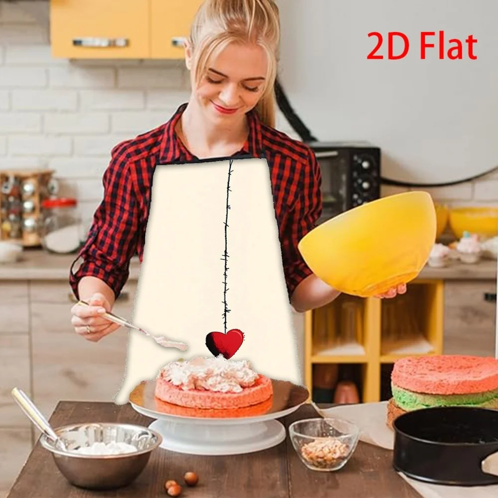 Creative Ant & Red Heart Apron, Minimalist Insect Line Art Print Waterproof Kitchen Bib, Funny Novelty Gift for Men Women