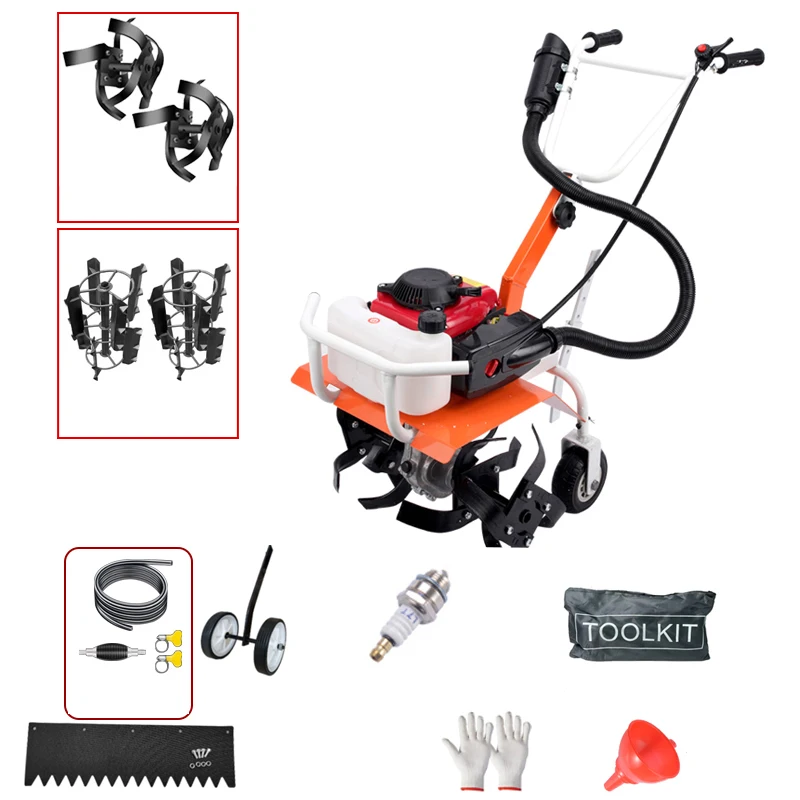 Micro-Tiller Cultivator Small Rotary Tiller Agricultural Gasoline Scarifier New Multi-Function Weeder