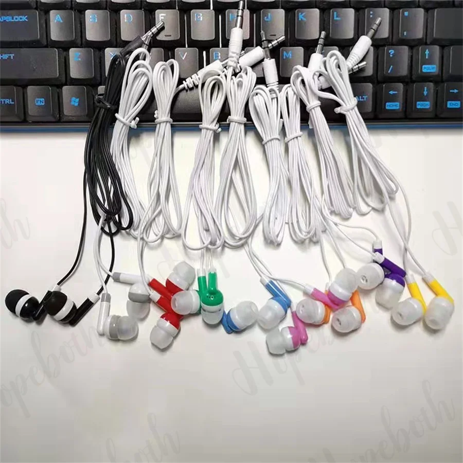 500pcs Disposable Cheapest 3.5MM In Ear Earphone Wired Earbuds Earphones for Bus Train Plane Museum Theatre School Gift Company