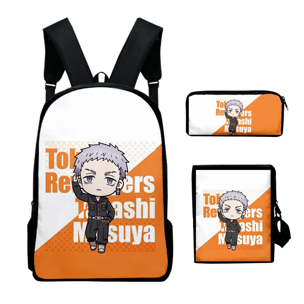 

Classic Novelty Tokyo Revengers Q 3D Print 3pcs/Set pupil School Bags Laptop Daypack Backpack Inclined shoulder bag Pencil Case