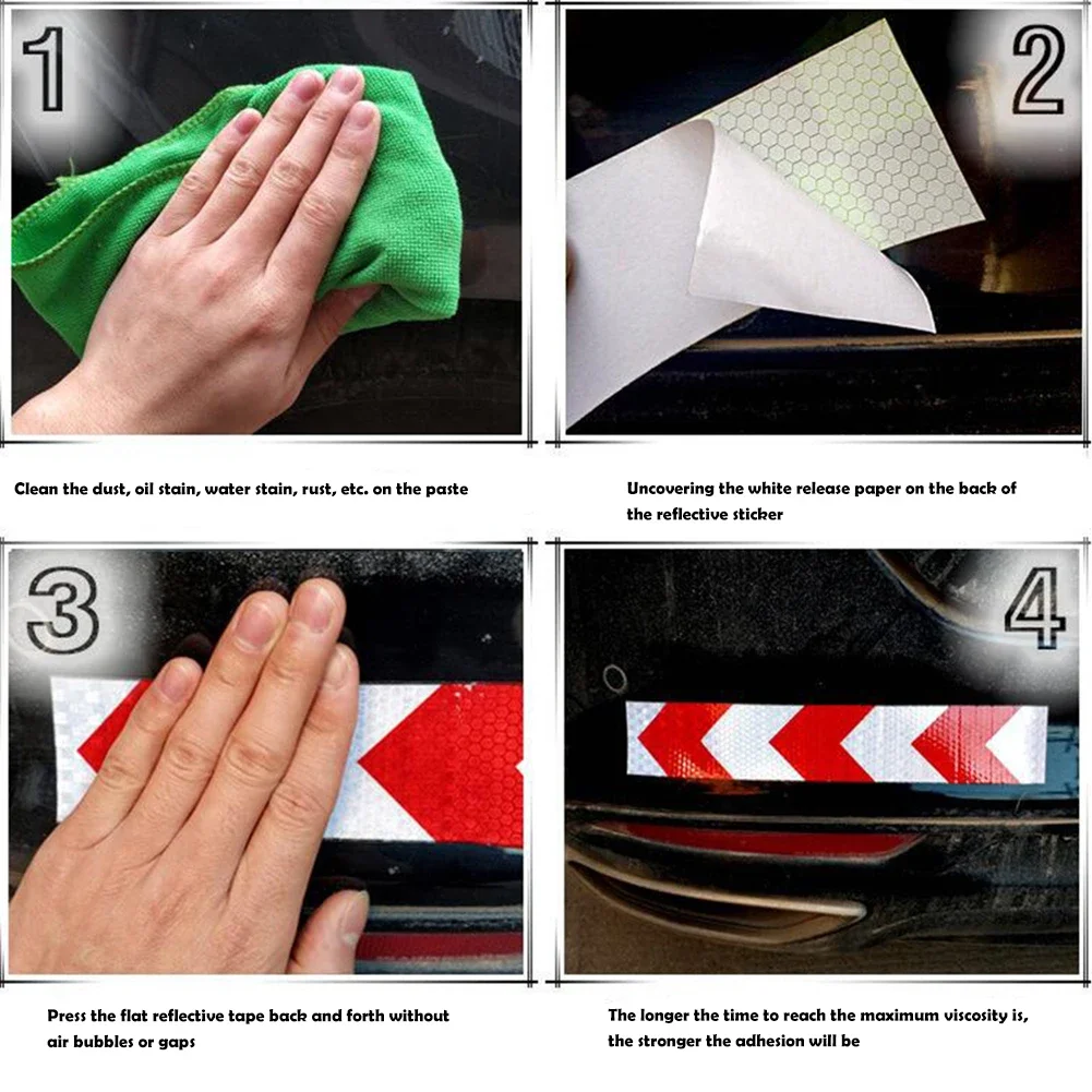 3Meters Arrow Reflective Tapes Conspicuity Waterproof Safety Caution Reflectors Warning Stickers DIY For Car Auto Truck Vehicle