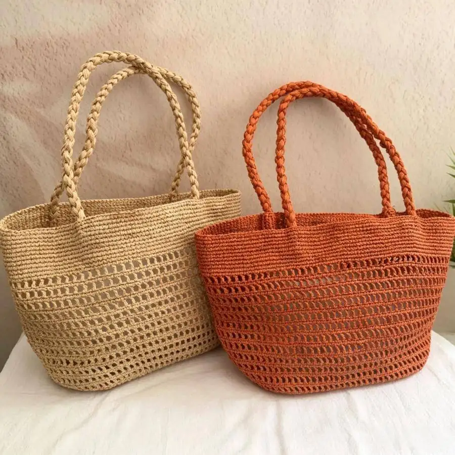 

Hollow Out Crochet Knitting Shoulder Bag,Women Large Capacity Lightweight Tote Bag,Summer Holiday Shopping Pouch Casual Handbag