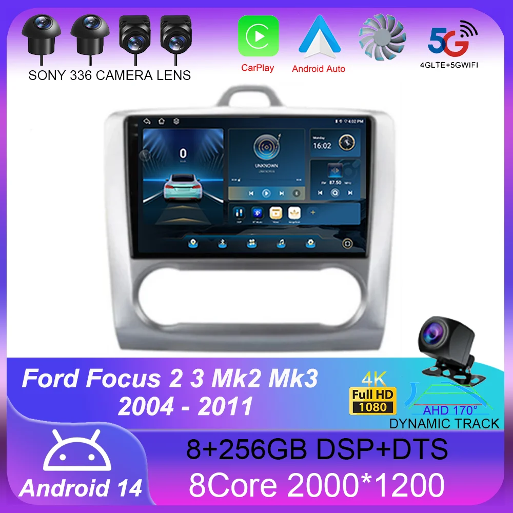 

Android 14 Carplay autoradio For Ford Focus 2 3 Mk2 Mk3 2004 2005 - 2011 navigazione GPS lettore multimediale WiFi + 4G Stereo