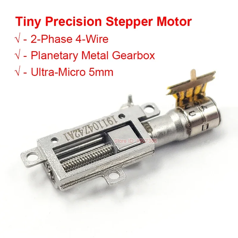 Ultra-Micro 5mm Stroke Linear Actuator Mini 5mm 2-Phase 4-Wire Precision Metal Gearbox Gear Stepper Motor CH