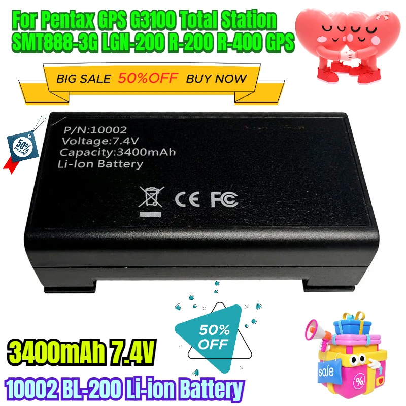 

3400mAh 7.4V 10002 BL-200 Li-ion Battery for Pentax GPS G3100 Total Station SMT888-3G LGN-200 R-200 R-400 GPS