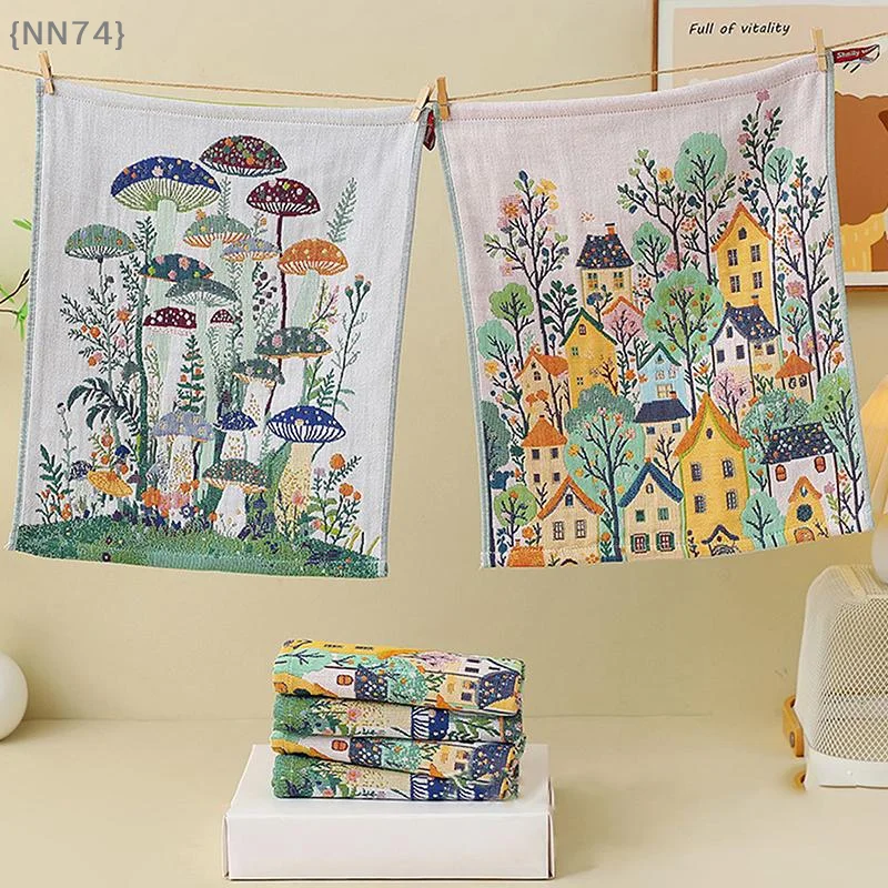 【NN74】34x40cm Large 100% Cotton Gauze Hand Towel - Quick-Dry 4-Layer Decorative Tea Towel for Kitchen Bathroom【W4】