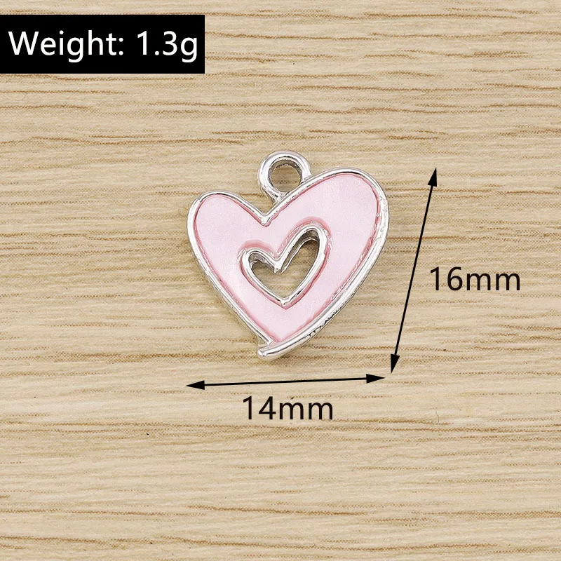 Tusember 10 Stück Exquisite Silberfarbene CZ-Kristall-Herzanhänger für Ohrhänger, Halsketten und Schmuckherstellungszubehör – Detail 2