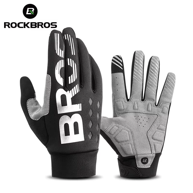 Guantes de ciclismo ROCKBROS con pantalla táctil, resistentes al agua, para bicicleta de montaña, térmicos, cálidos, envío Local, equipo deportivo de otoño