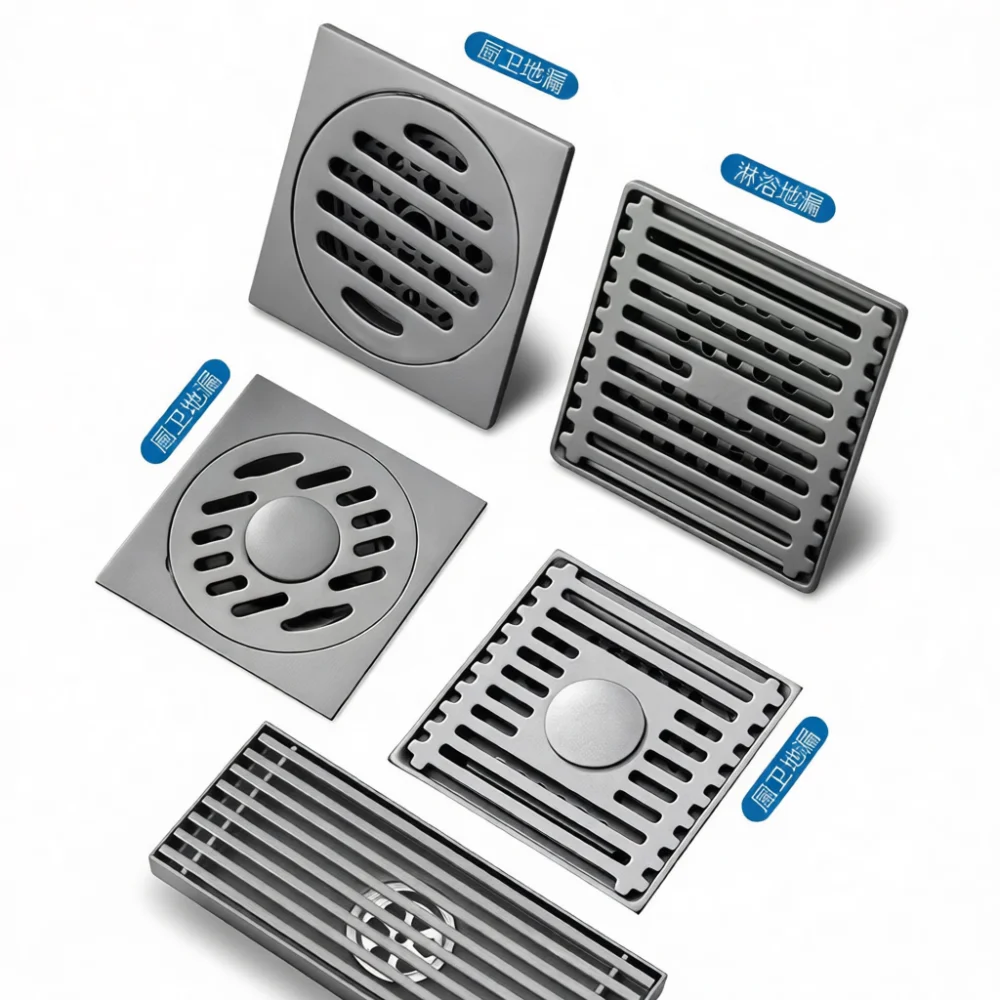 Bathroom Floor Drain Gun Gray Stainless Steel Deodorant Anti Insect Net Large Flow Sewer Drainer Kitchen Washing Machine