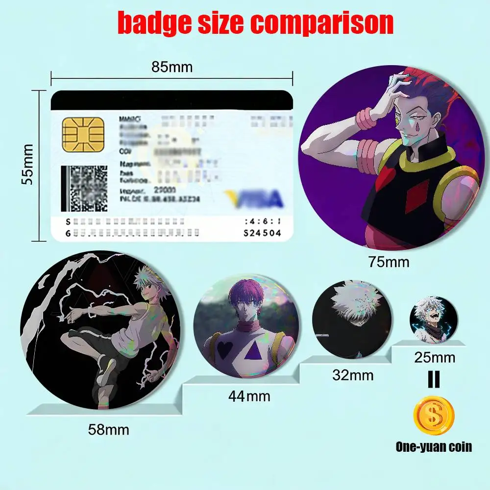 Hisoka Killua Zoldyck Hunter Badges Badges On Backpack Jacket Cartoon Round Brooches  Acrylic Button Pins Collection Gifts