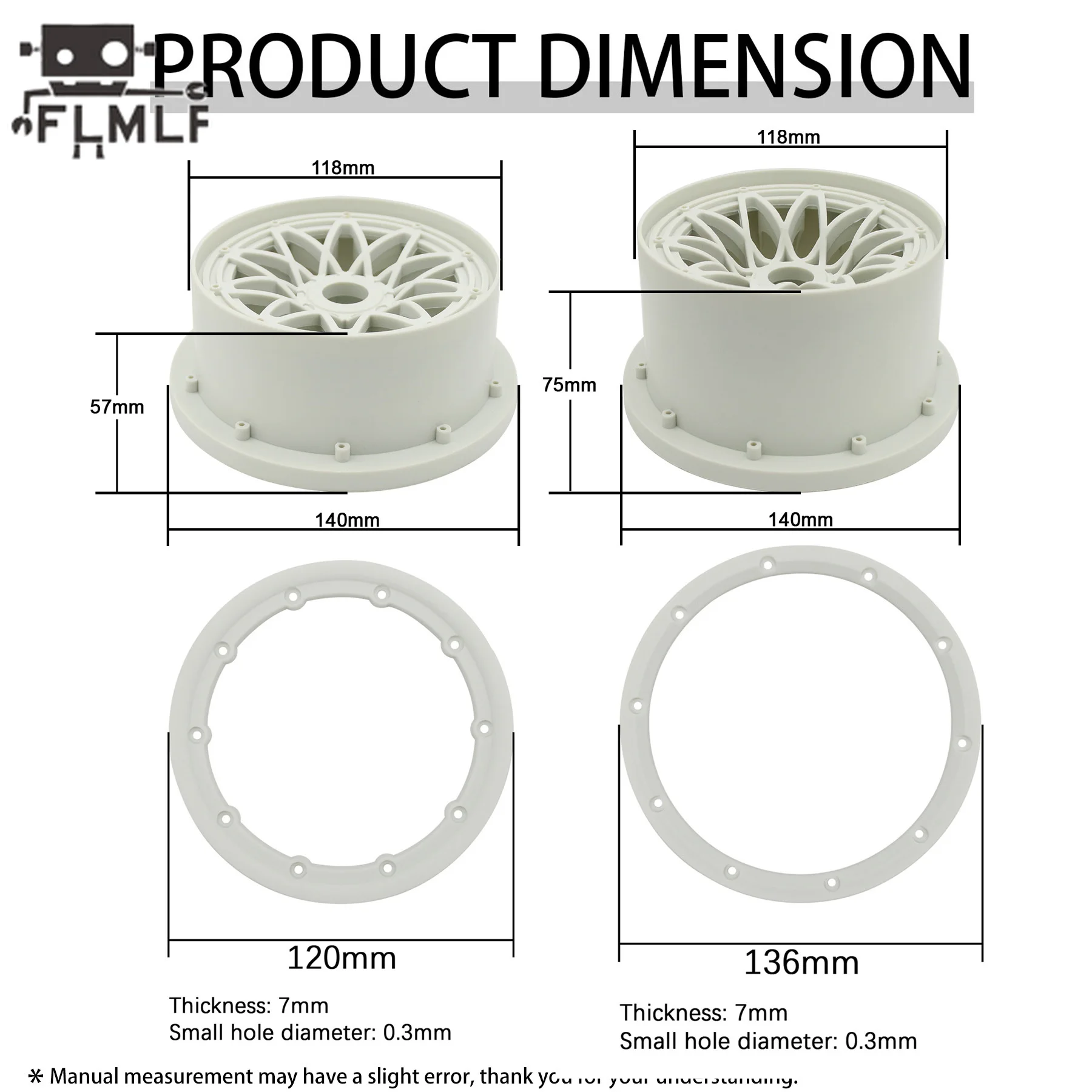 FLMLF Rc Car Nylon Front or Rear Wheel Hub or Inside or Outside Lock ring for 1/5 HPI ROFUN ROVAN KM BAJA 5B SS