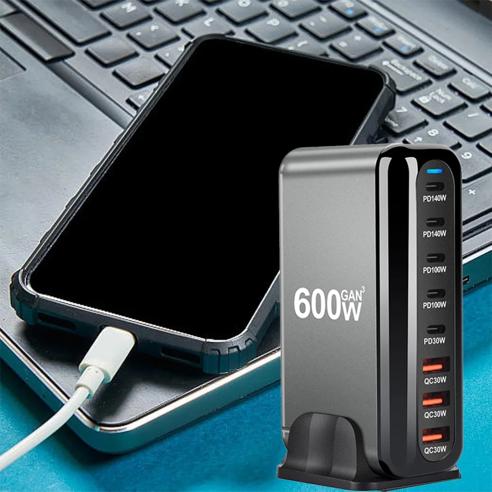 

Hot 5C3A 8-port USB PD PD3.1 Fast Charger Adapter for Phones & Tablets 600W GaN Type C Fast Charging StationDropshipping